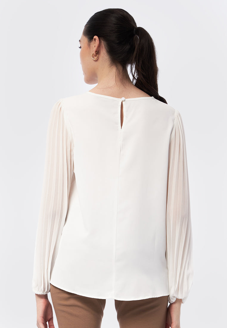 Round Neck Long Sleeve Blouse