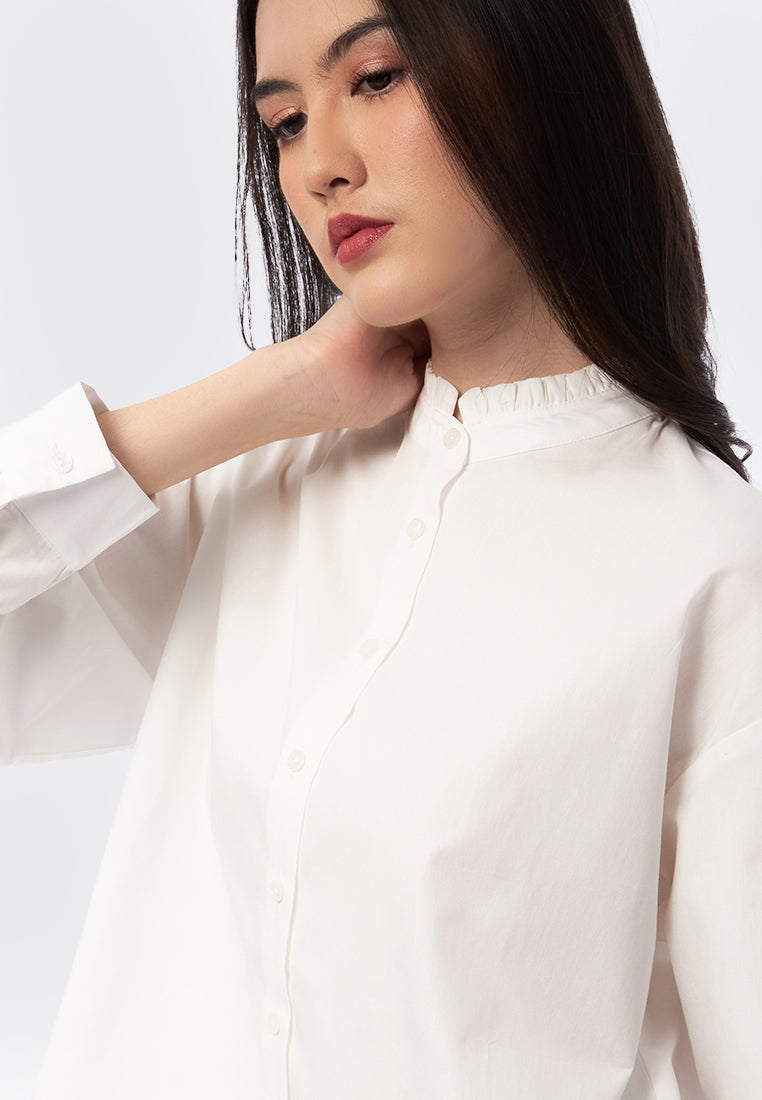 Long Sleeve Blouse with Frilly Trim