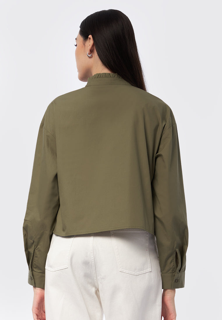 Long Sleeve Blouse with Frilly Trim