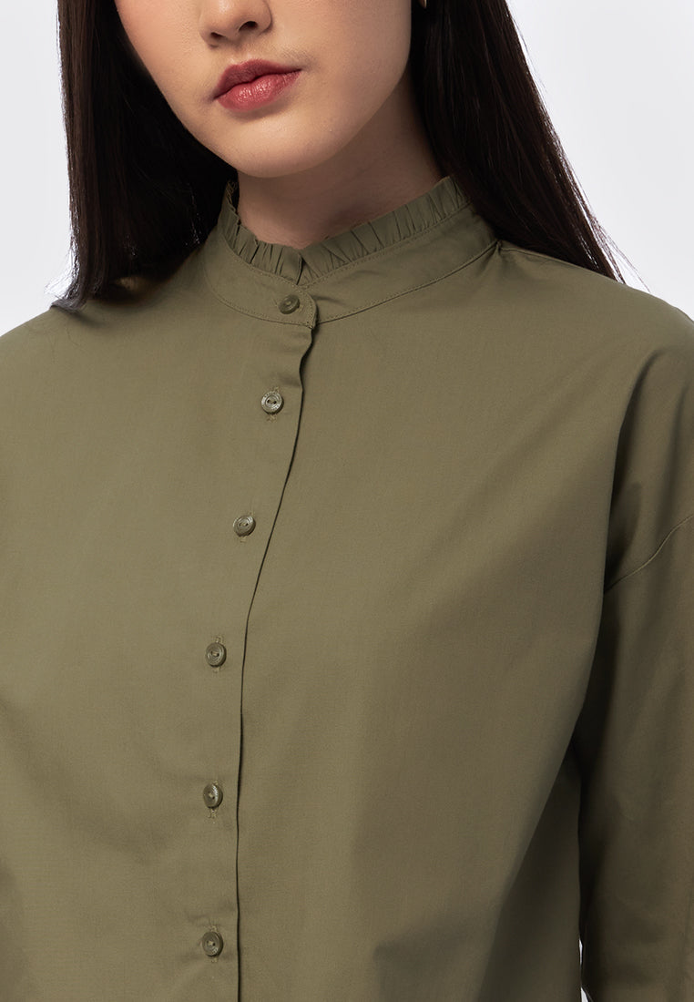 Long Sleeve Blouse with Frilly Trim