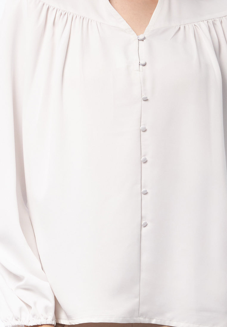 V-Neck Long Sleeve Blouse