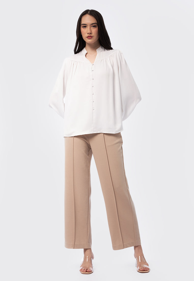 V-Neck Long Sleeve Blouse