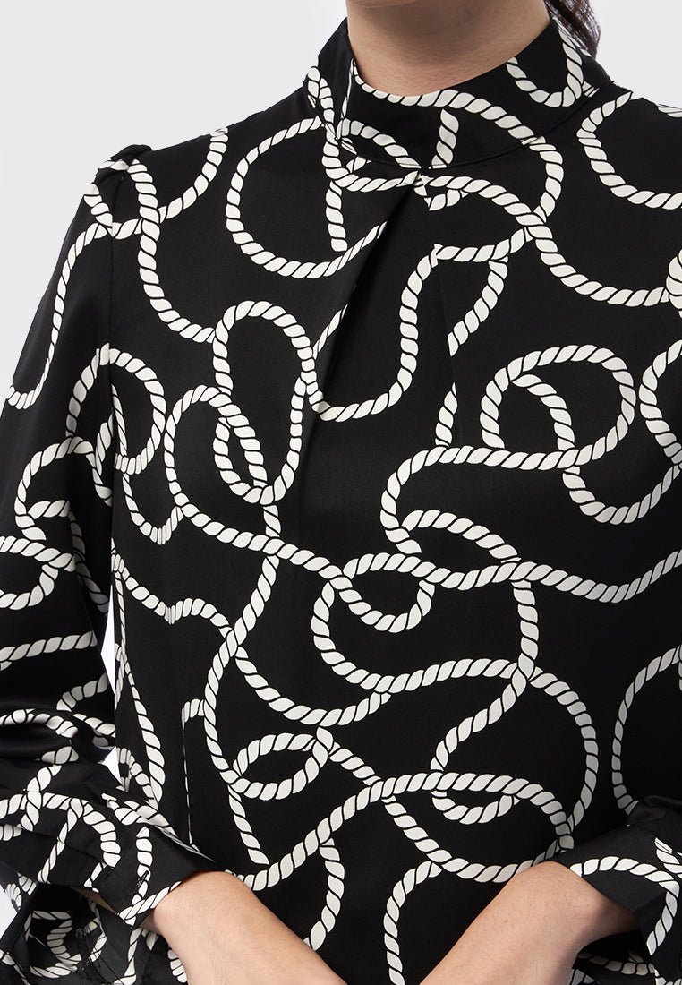Printed Long Sleeve Blouse