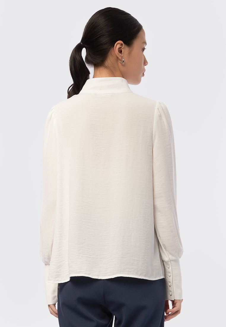 Mandarin Collar Long Sleeve Blouse