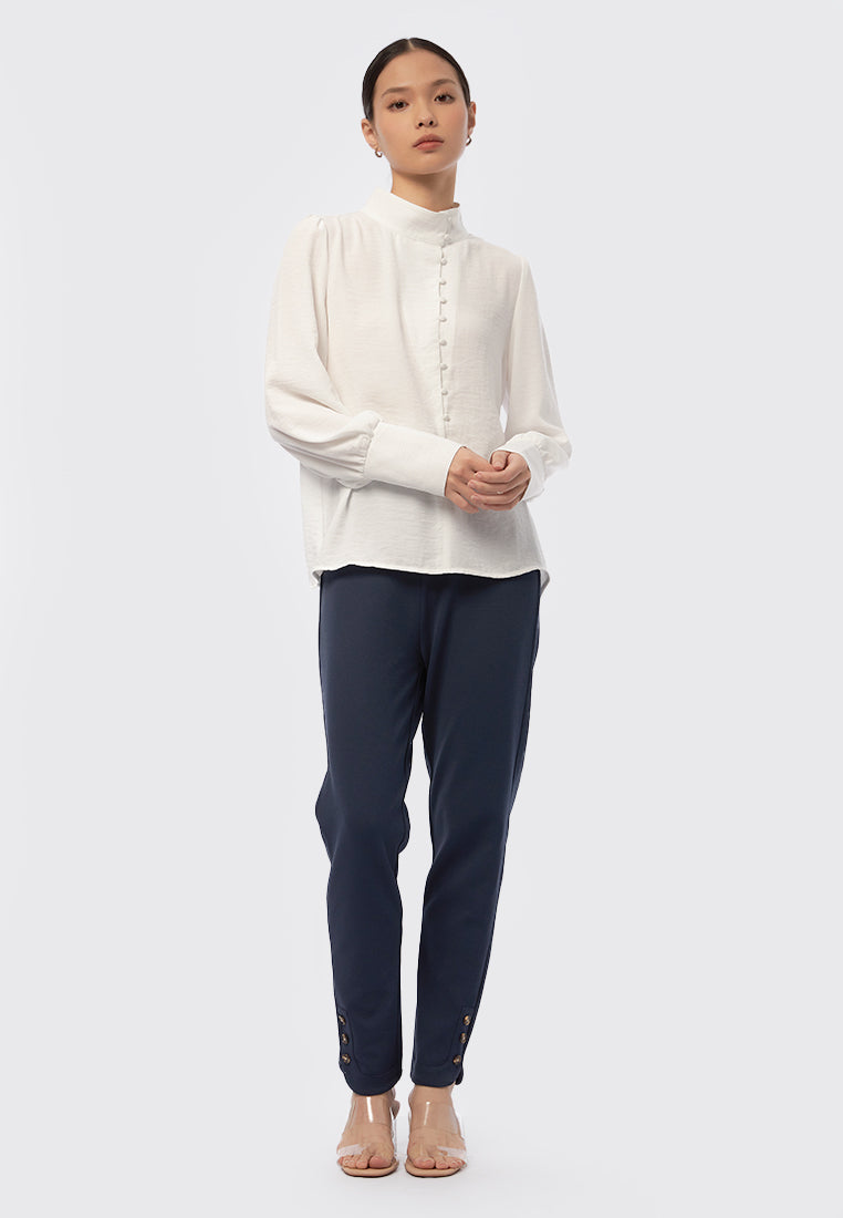 Mandarin Collar Long Sleeve Blouse
