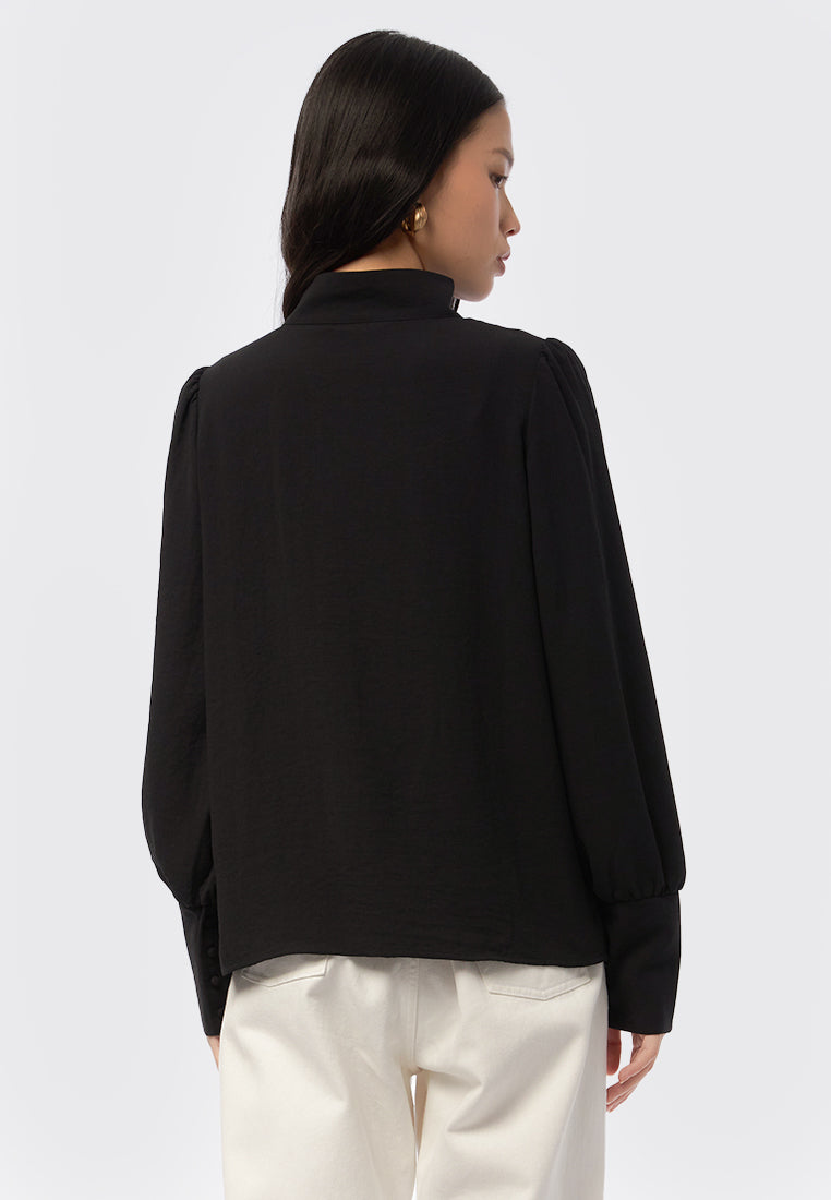 Mandarin Collar Long Sleeve Blouse