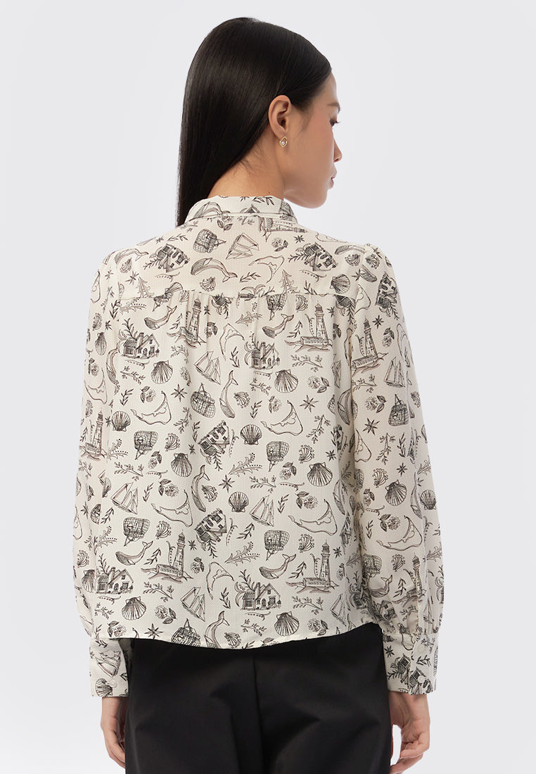 Printed Long Sleeve Blouse
