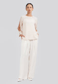 Round Neck Open Sleeve Blouse Ecru
