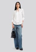 Tie Neck Long Sleeve Blouse Off White