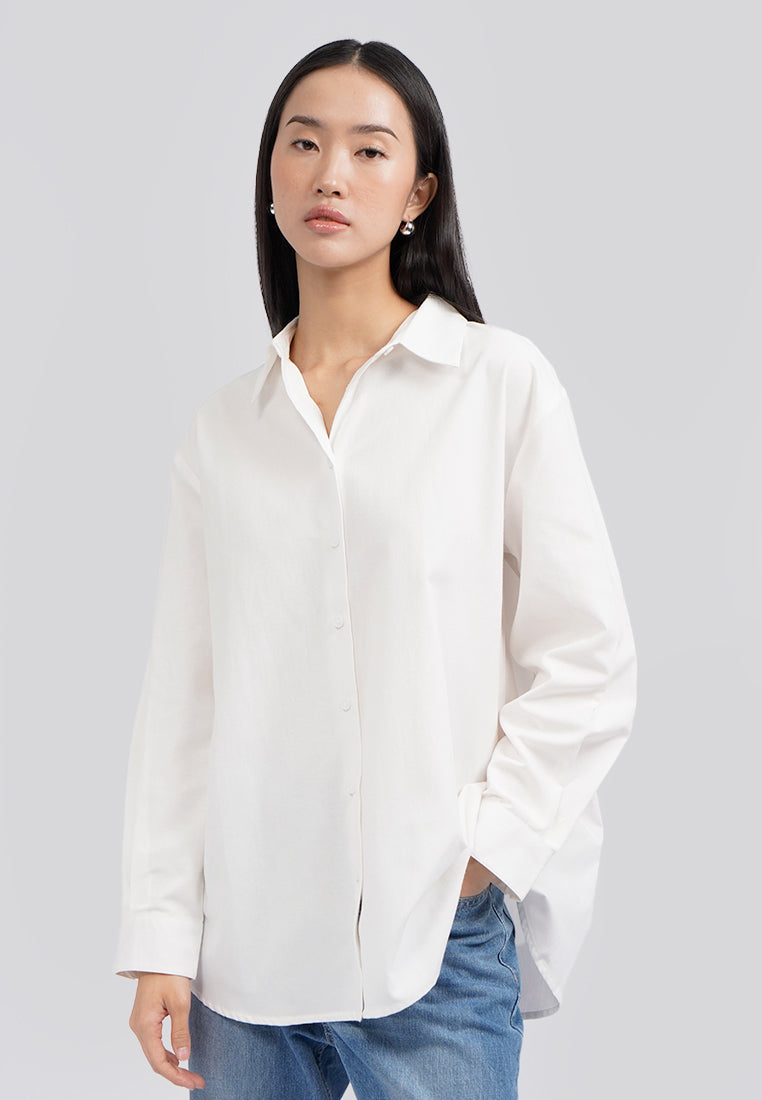 Oversized Long Sleeve Blouse Off White