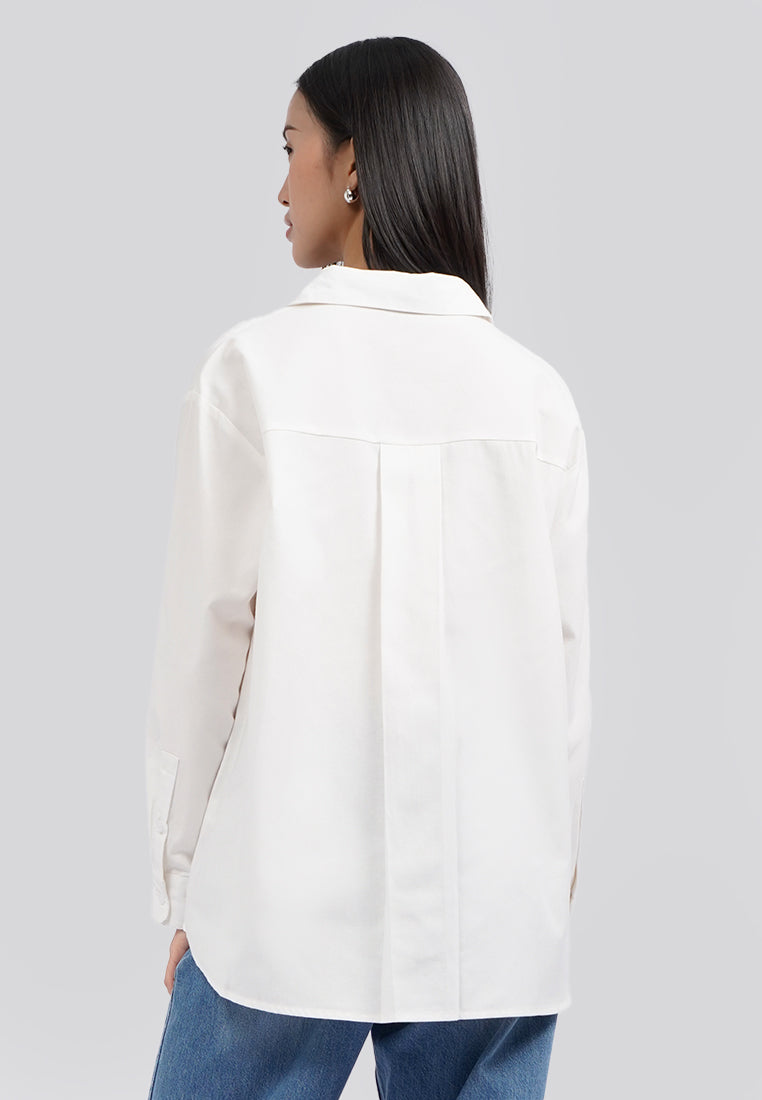 Oversized Long Sleeve Blouse Off White