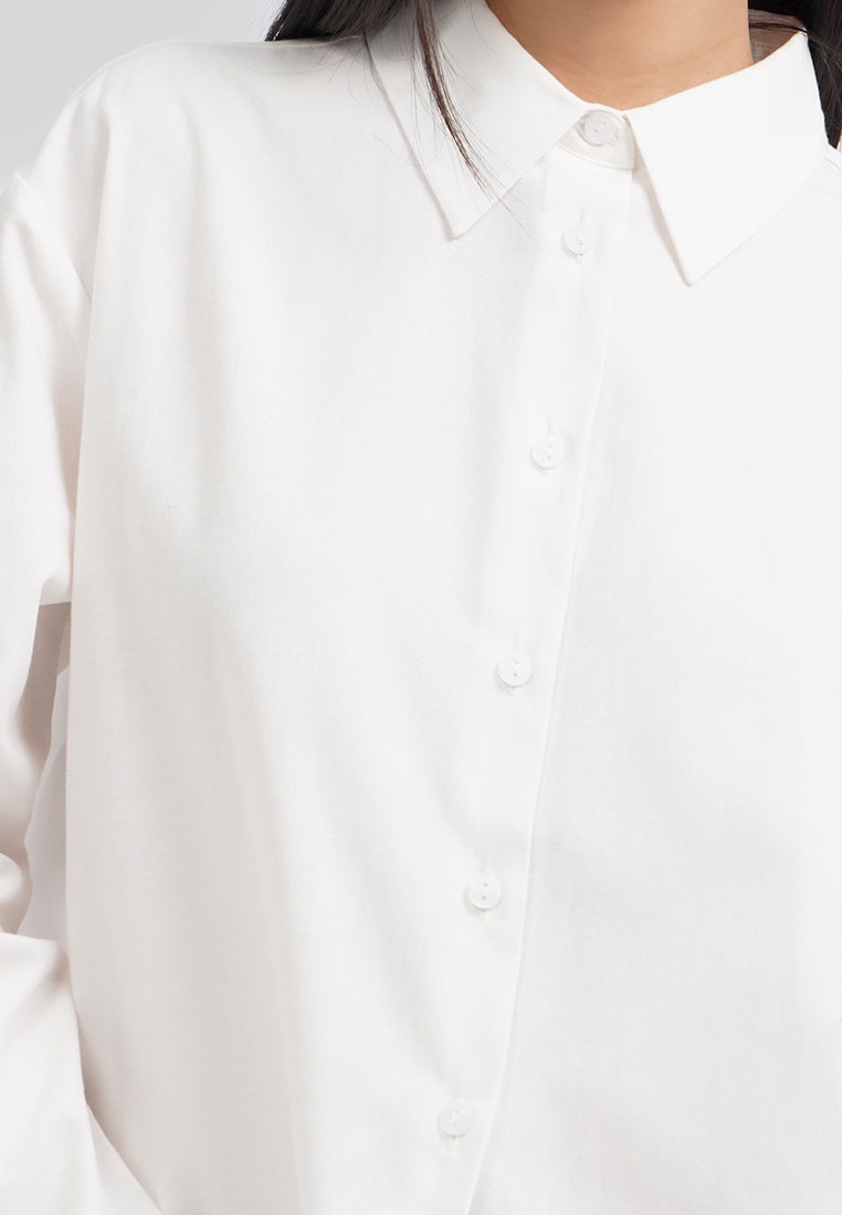 Oversized Long Sleeve Blouse Off White