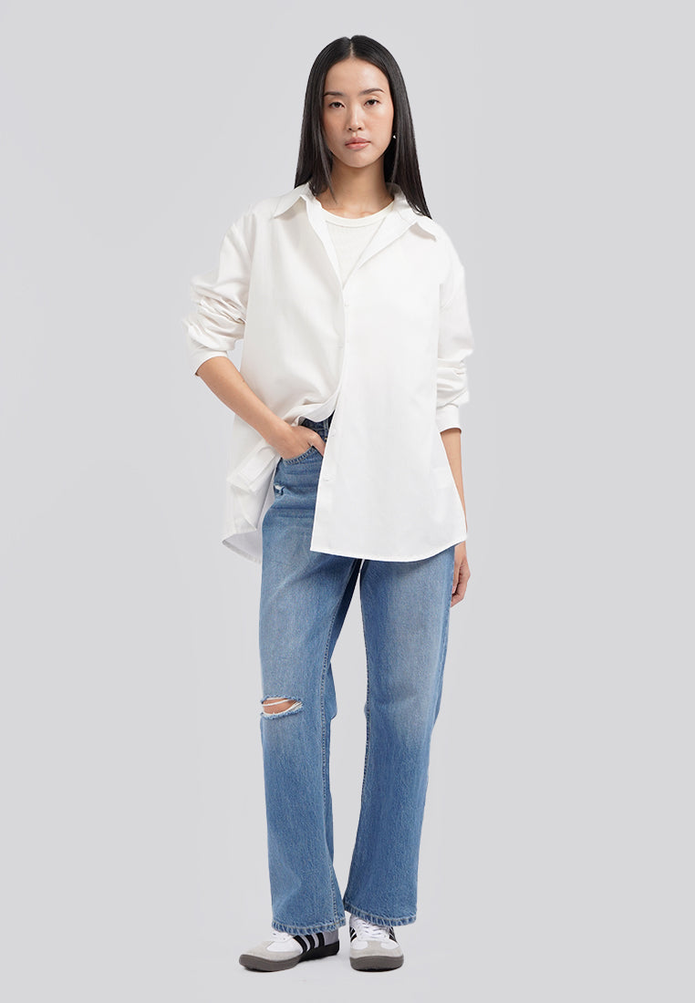 Oversized Long Sleeve Blouse Off White