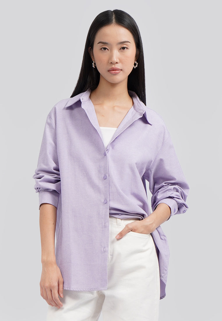 Oversized Long Sleeve Blouse Lilac