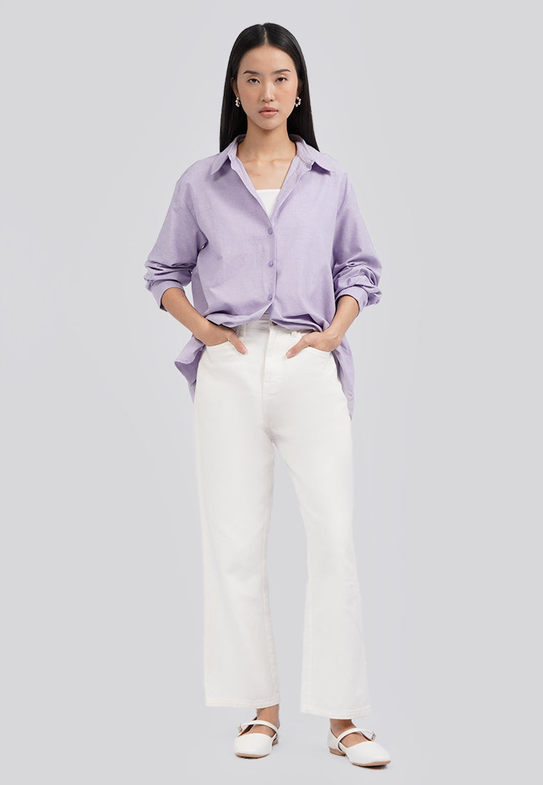 Oversized Long Sleeve Blouse Lilac