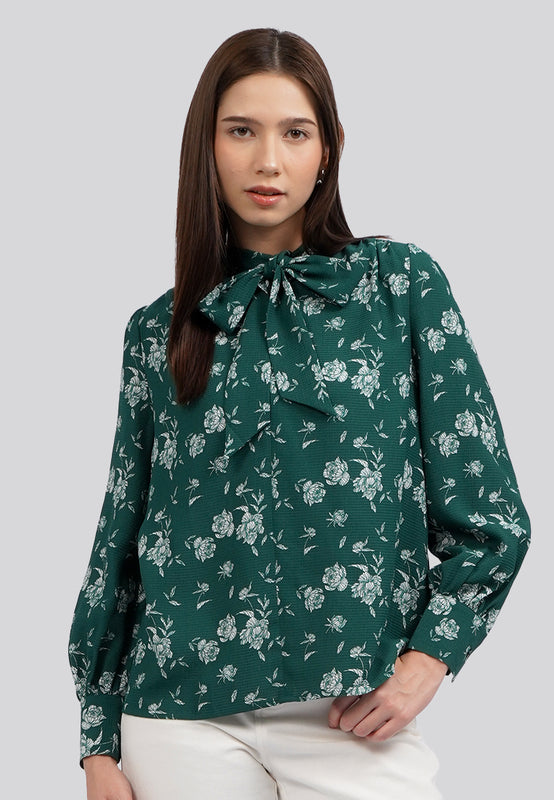 Tie Neck Printed Blouse