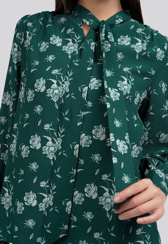 Tie Neck Printed Blouse