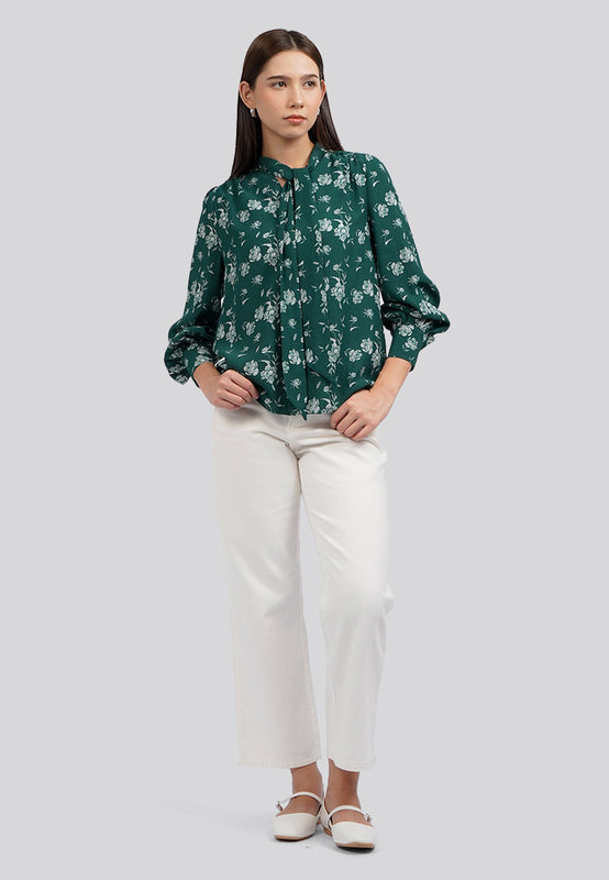 Tie Neck Printed Blouse