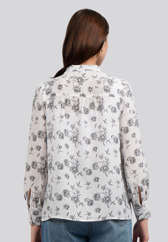 Tie Neck Printed Blouse
