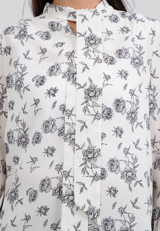 Tie Neck Printed Blouse