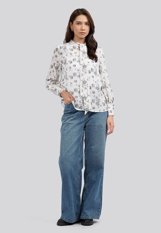 Tie Neck Printed Blouse
