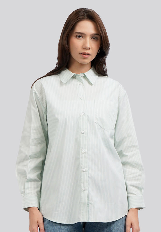 Oversized Long Sleeve Stripes Shirt