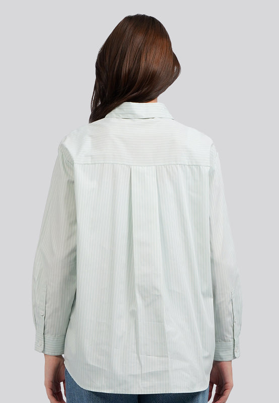 Oversized Long Sleeve Stripes Shirt