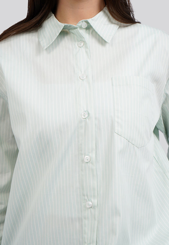 Oversized Long Sleeve Stripes Shirt