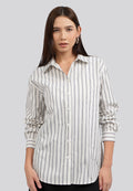Oversized Long Sleeve Stripes Shirt