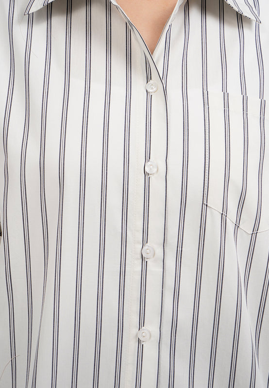 Oversized Long Sleeve Stripes Shirt