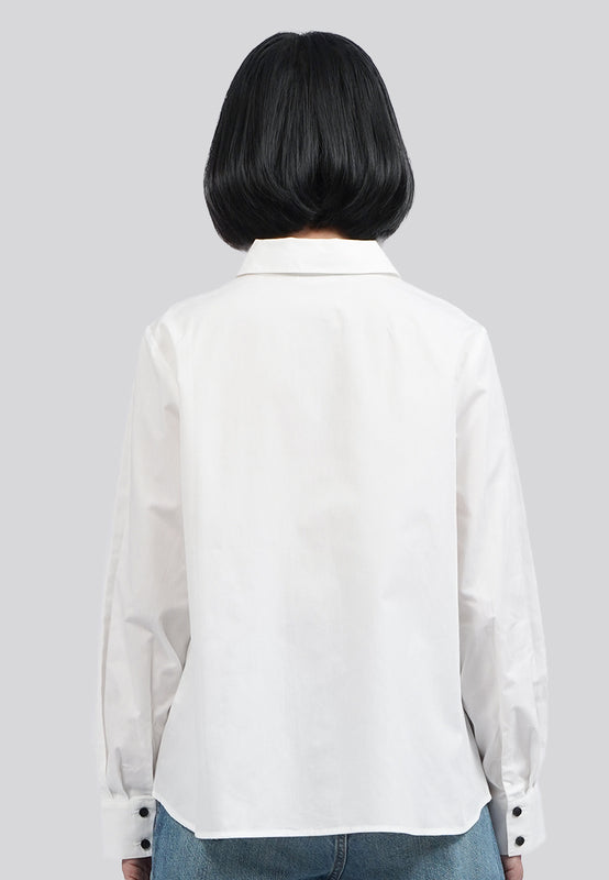 Lace Trim Long Sleeve Blouse