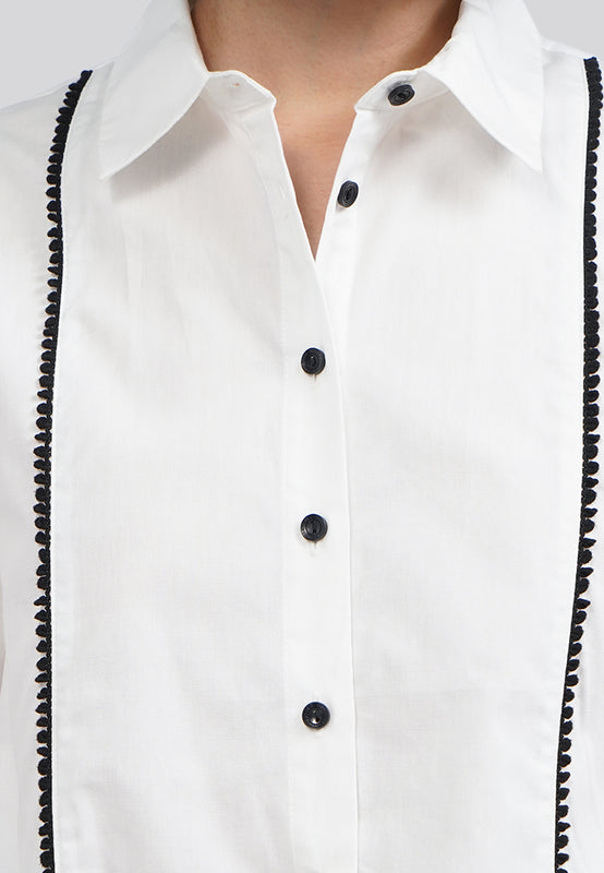 Lace Trim Long Sleeve Blouse