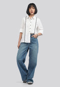 Lace Trim Long Sleeve Blouse