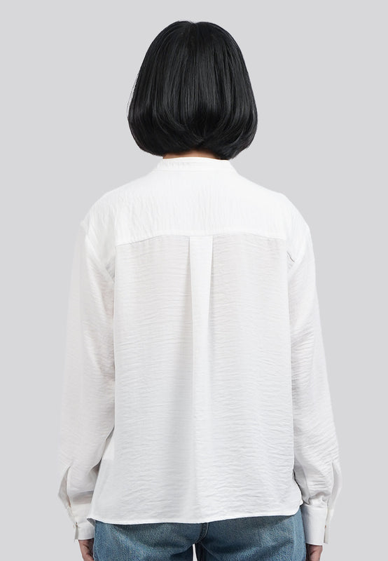 Draped Panel Long Sleeve Blouse