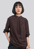 Draped Panel Long Sleeve Blouse