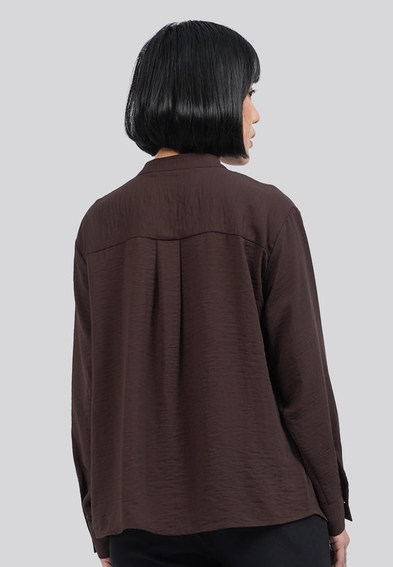 Draped Panel Long Sleeve Blouse