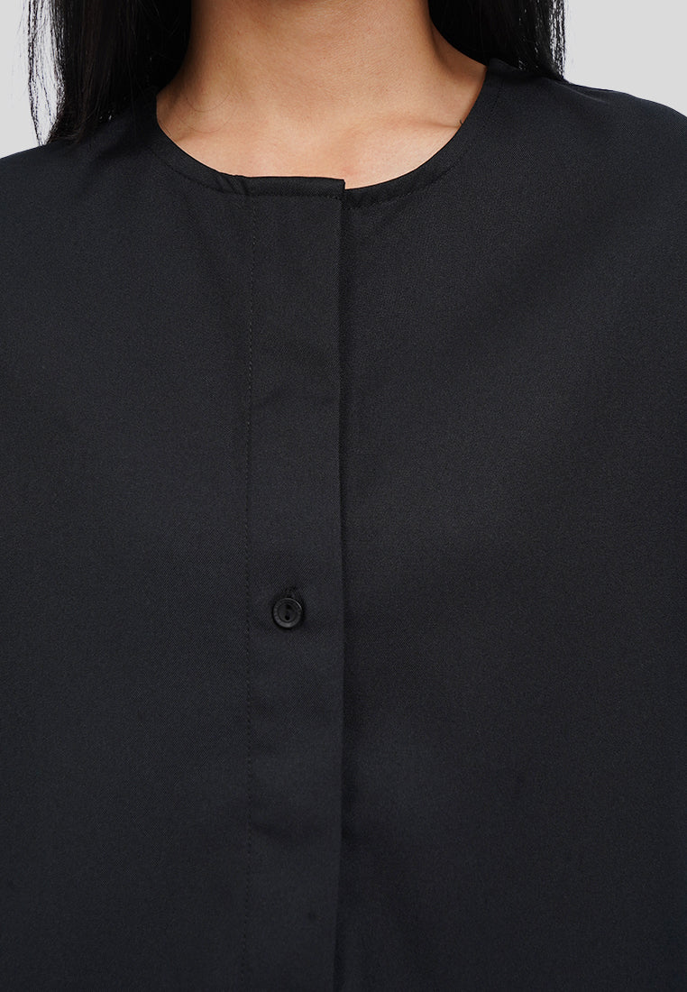 Button Tab Batwing Blouse