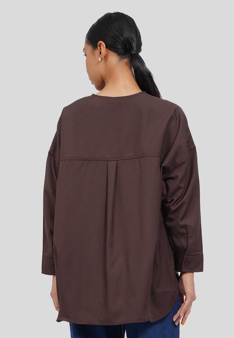 Button Tab Batwing Blouse