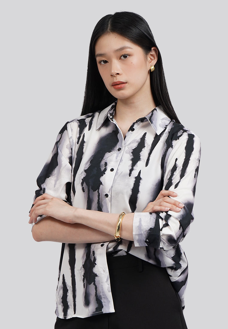 Printed Long Sleeve Loose Blouse