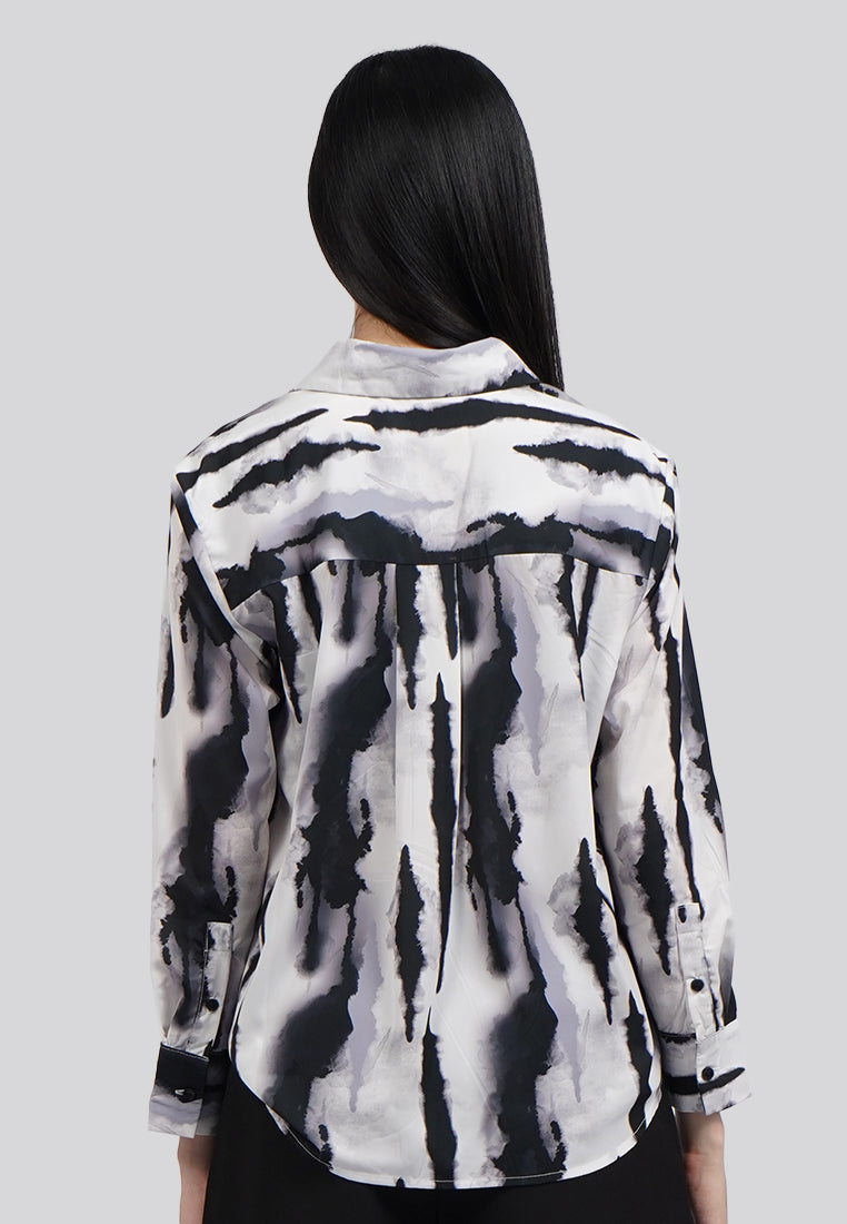 Printed Long Sleeve Loose Blouse
