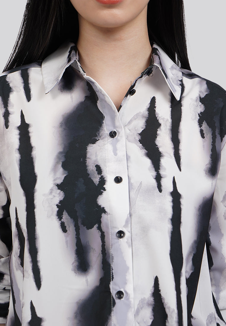 Printed Long Sleeve Loose Blouse