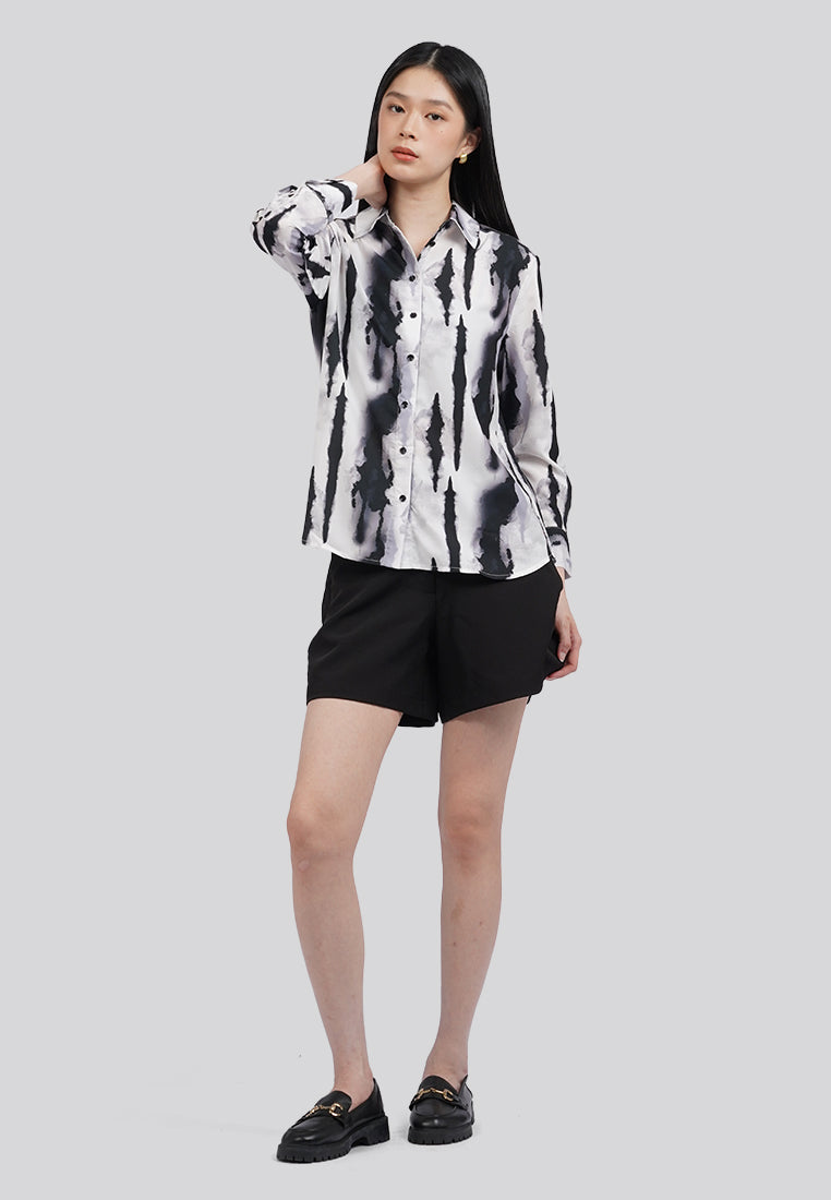 Printed Long Sleeve Loose Blouse