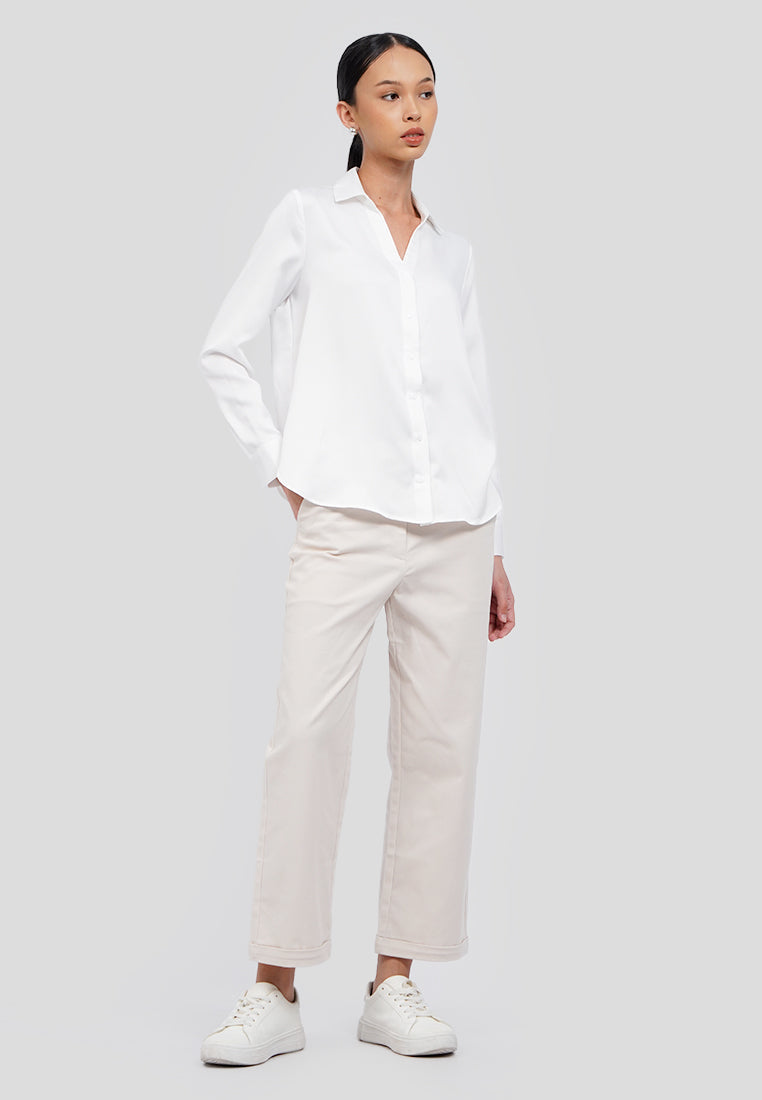 V-Neck Long Sleeve Blouse