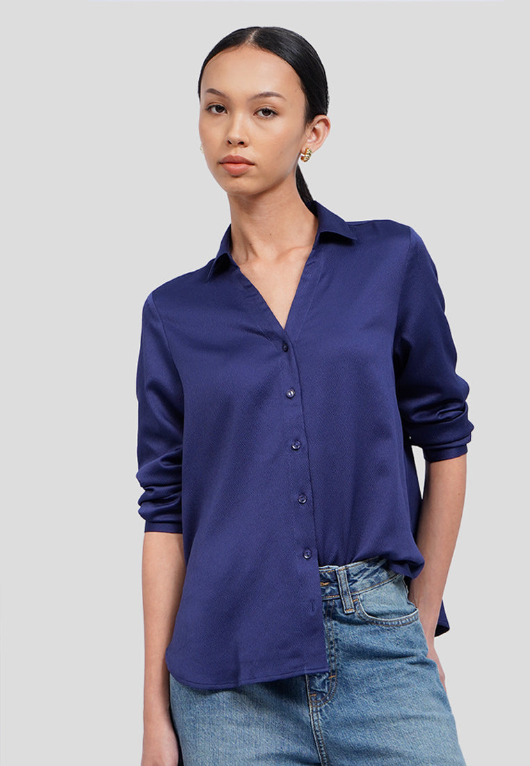 V-Neck Long Sleeve Blouse