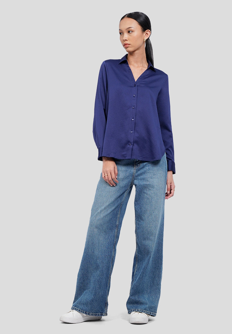 V-Neck Long Sleeve Blouse