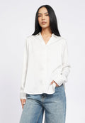 V-Neck Collared Satin Shirt