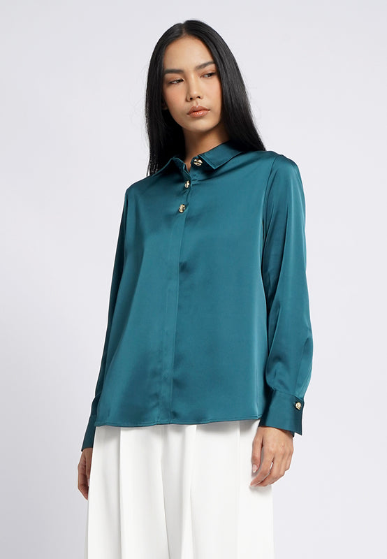 Satin Shirt with Fancy Button