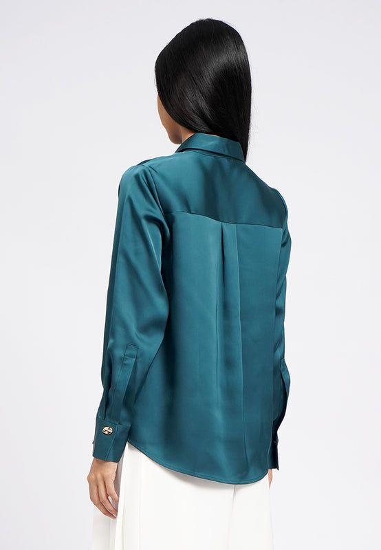 Satin Shirt with Fancy Button