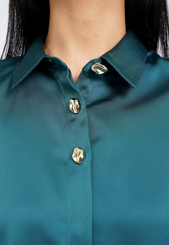 Satin Shirt with Fancy Button