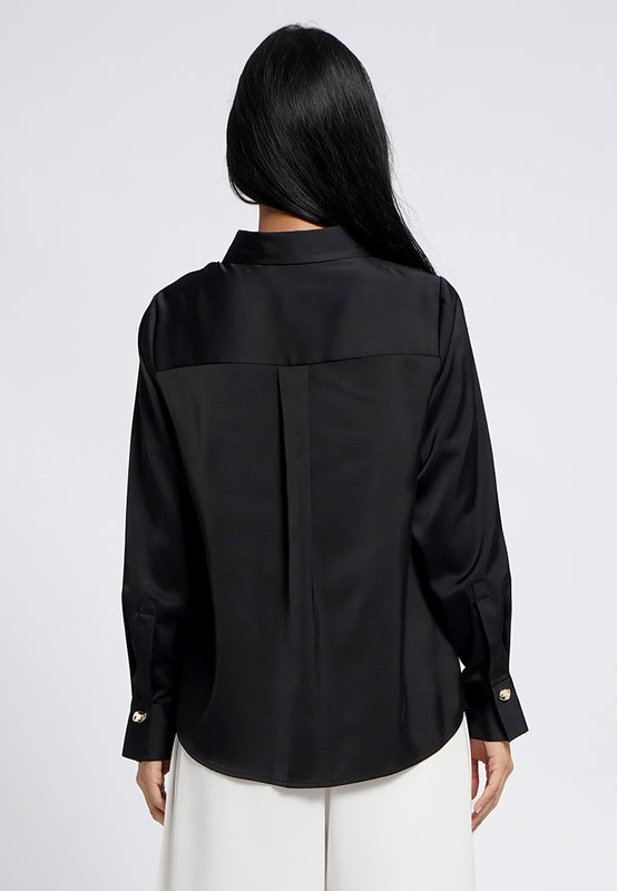 Satin Shirt with Fancy Button
